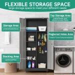 Garage cabinet set with flexible storage space for various household items