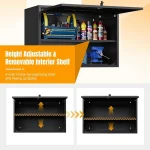 Height adjustable garage cabinet set with removable interior shelf for tool organization